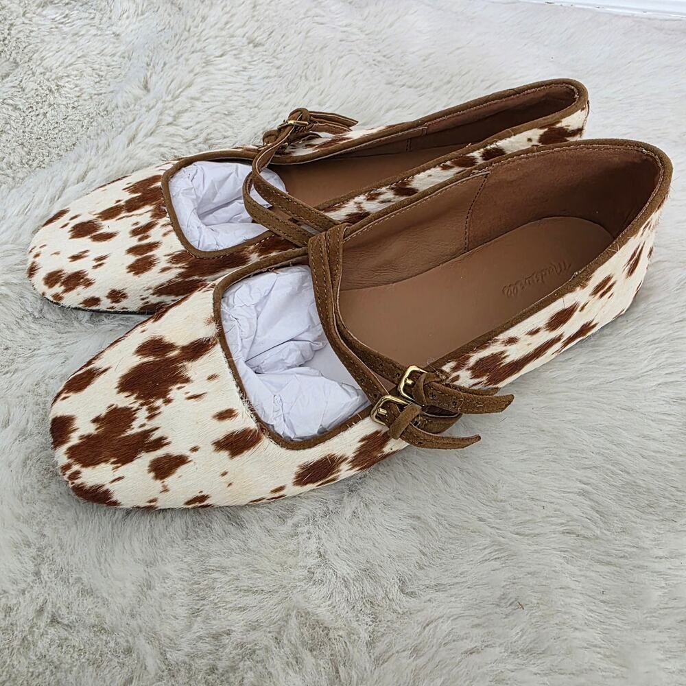 Madewell The Greta Double Strap Ballet Flat Russet Multi Cow Hair Mary Jane 7 - Picture 10 of 12